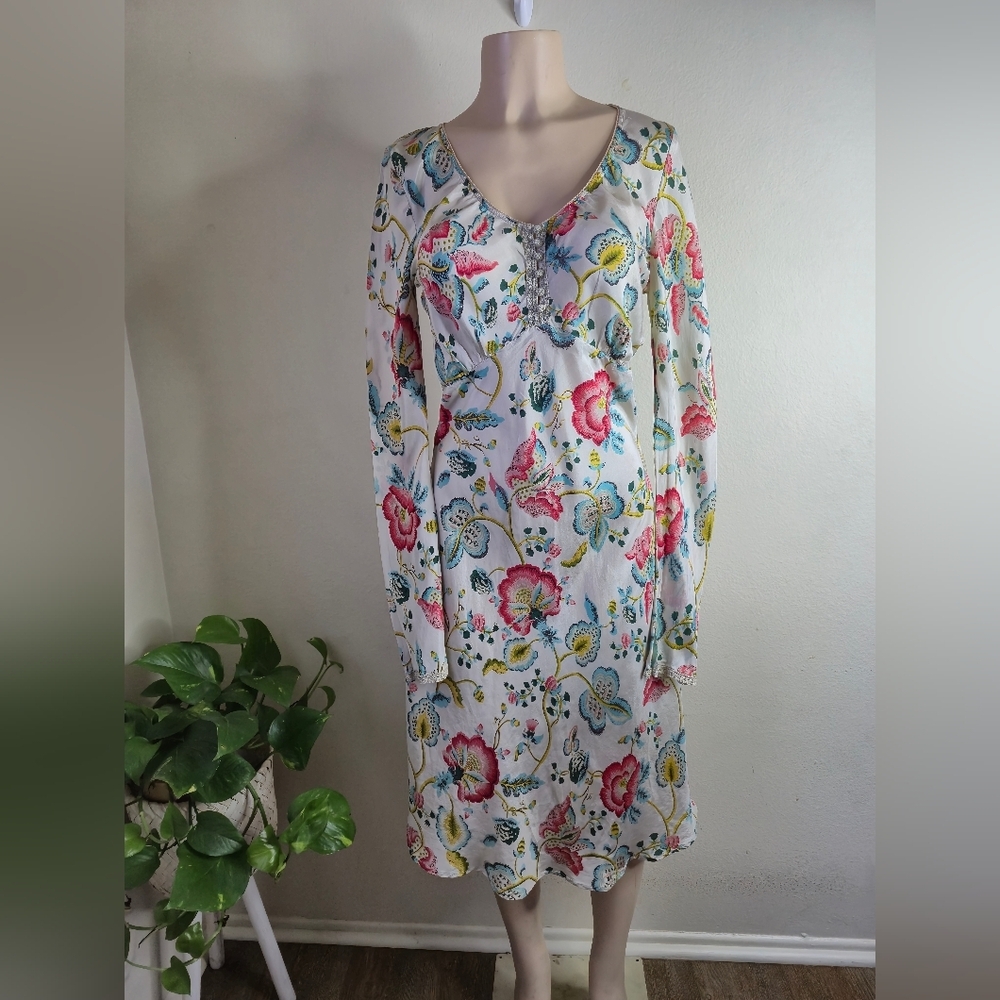 Floral V-Neck Dress - Multicolor